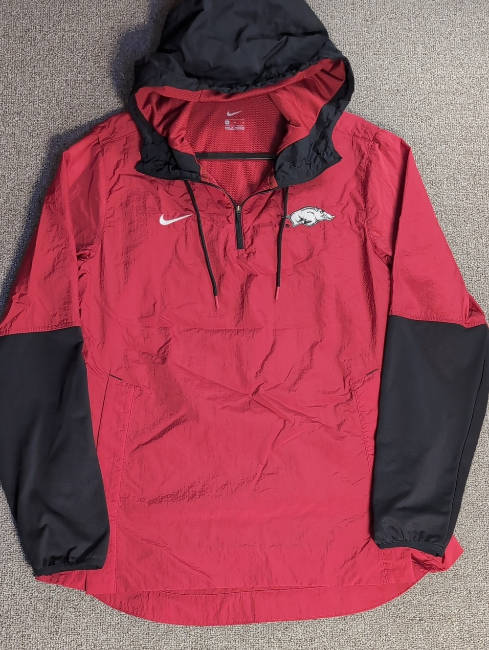 Nike Arkansas Razorbacks Half-Zip Hooded Windbreaker Anorak Jacket Size Med